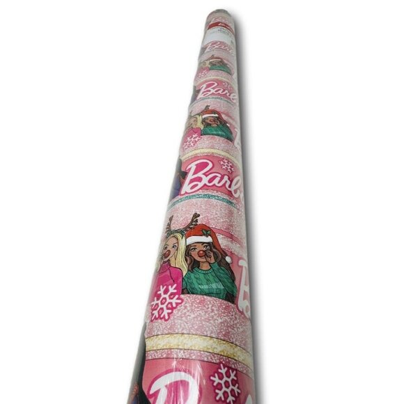 Christmas Holiday Winter Birthday Wrapping Paper Stripes Pink Car 100 sq ft - Picture 5 of 5